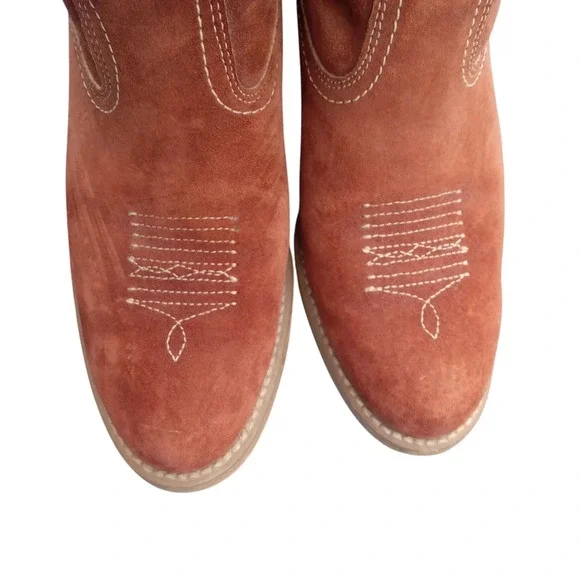 Vintage Wolverine Women's Cowboy Boots Brown/Orange Size 7 1/2 Suede Heel - Picture 2 of 15